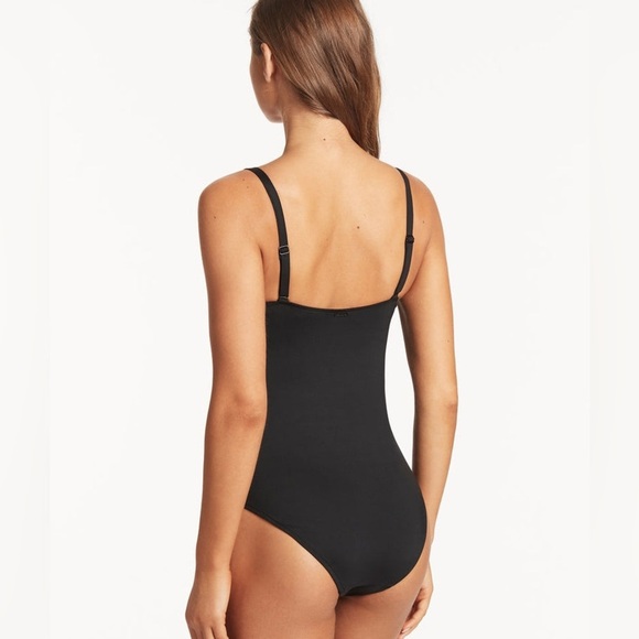 Sea Level Scallop Square Neck Bralette One Piece - Picture 3 of 10